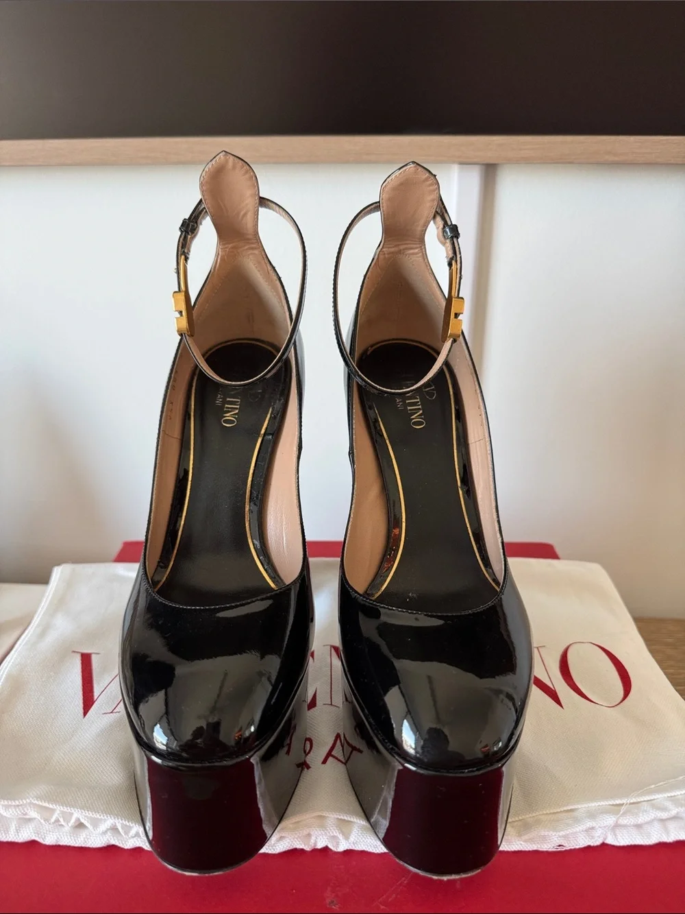 Valentino Garavani Black Patent Platform Pumps